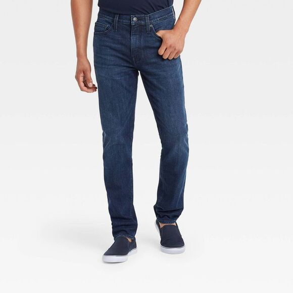 Goodfellow & Co Men's Mid Rise Casual Fit Straight Dark Blue Wash - Picture 1 of 3